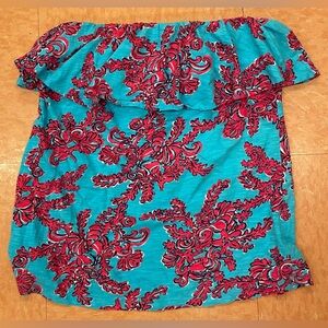LILLY PULITZER blue red strapless medium M